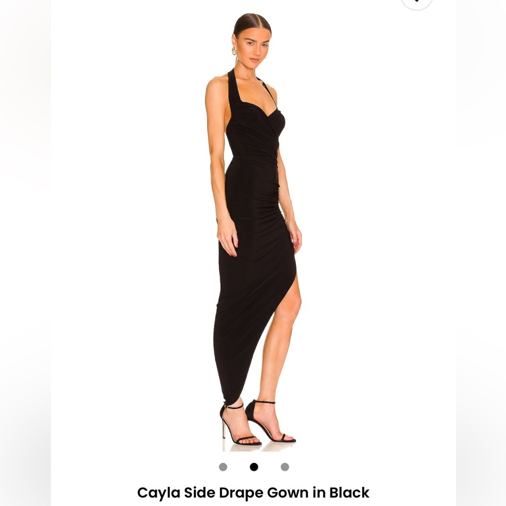 Norma Kamali Cayla Side Drape Gown in Black - Picture 2 of 10
